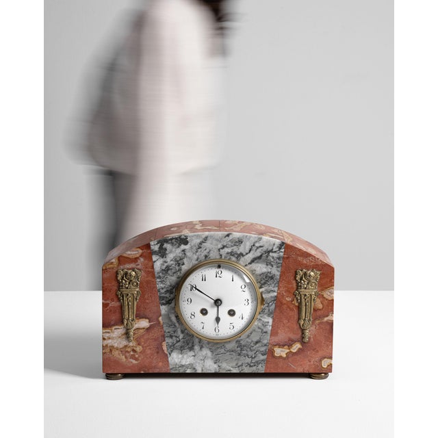 1920s France Art Deco Antique White Marble Clock For Sale - Image 12 of 15