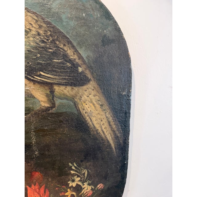 Late 19th Century Antique European Still Life of Peacock With Fruit and Flowers, Oval Panel Painting Description: For Sale - Image 5 of 6
