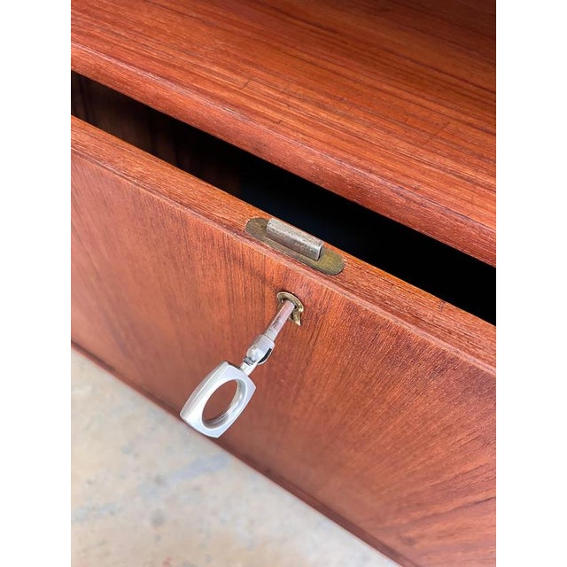 Wood Teak Bookcase with Fold-Out Compartment, Denmark For Sale - Image 7 of 11