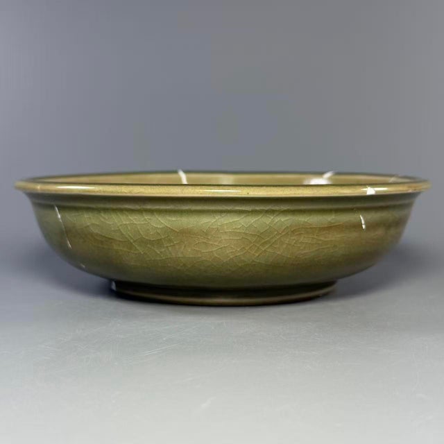 Antique Chinese Longquan Celadon Plate With Twin Fish Relief, Restored For Sale - Image 4 of 8