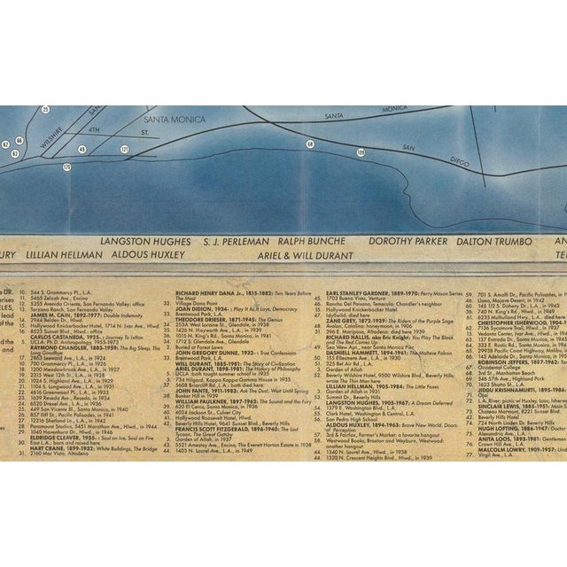 Vintage Literary Map of Los Angeles by Linda Ayriss, 1987 For Sale - Image 4 of 13