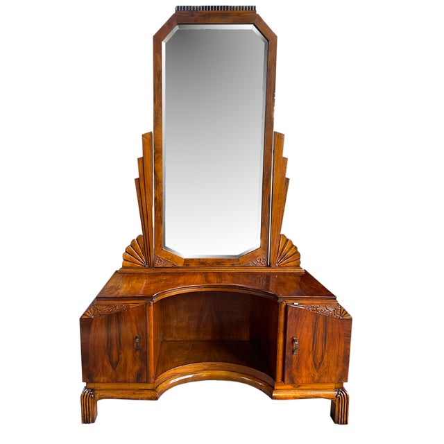 Brown Early 20th Century Art Deco Style Dressing Mirror Cabinet For Sale - Image 8 of 8