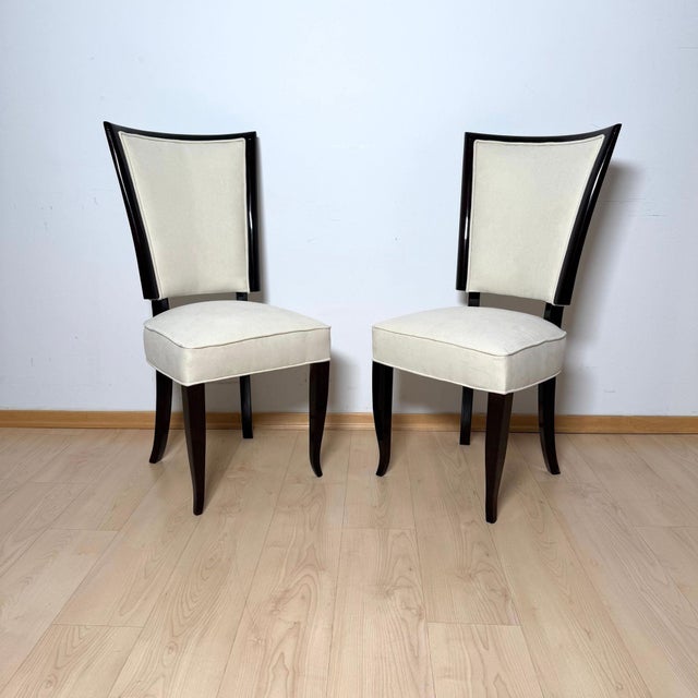 Art Deco Dining Chairs in Lacquer & Alcantara, Paris, 1930, Set of 10 For Sale - Image 11 of 18