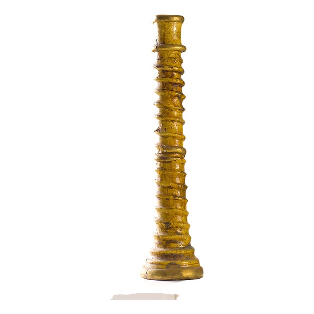 Handcrafted Tamegroute Glazed Ceramic Column Candlestick by Azele Studio For Sale