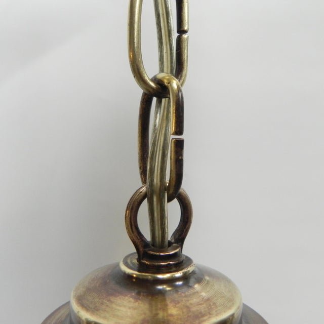 Art Deco Hanging Lamp in Brass and Glass, 1930s For Sale - Image 9 of 18