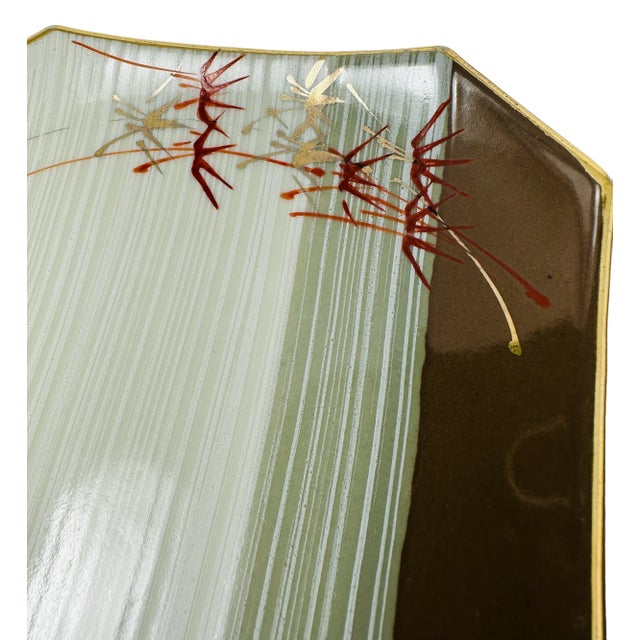 Ceramic Vintage Signed Hand-Painted Ceramic Sushi Service Plates a Pair For Sale - Image 7 of 9