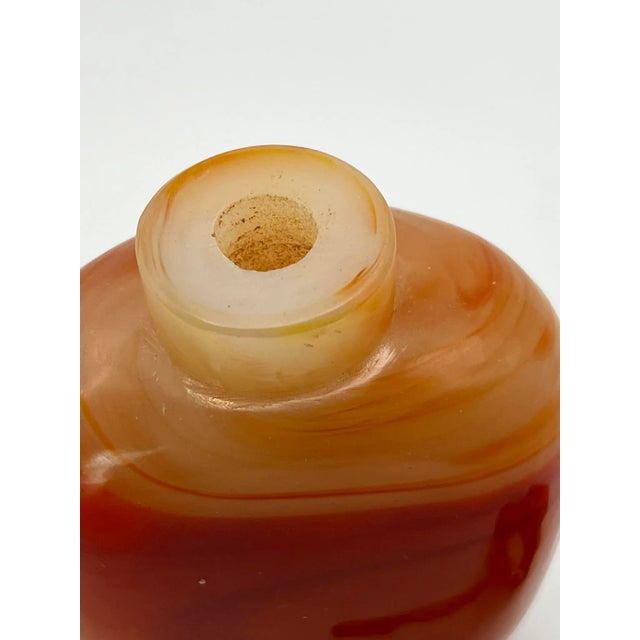 Early 20th Century Orange Glass Snuff Bottle Imitating Banded Agate Made for the Mongolian Market For Sale - Image 9 of 11