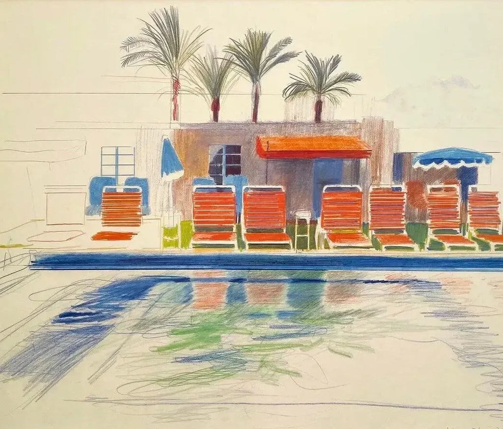 Original 90s David Hockney Exhibition Poster Lithograph 8 Sun 
