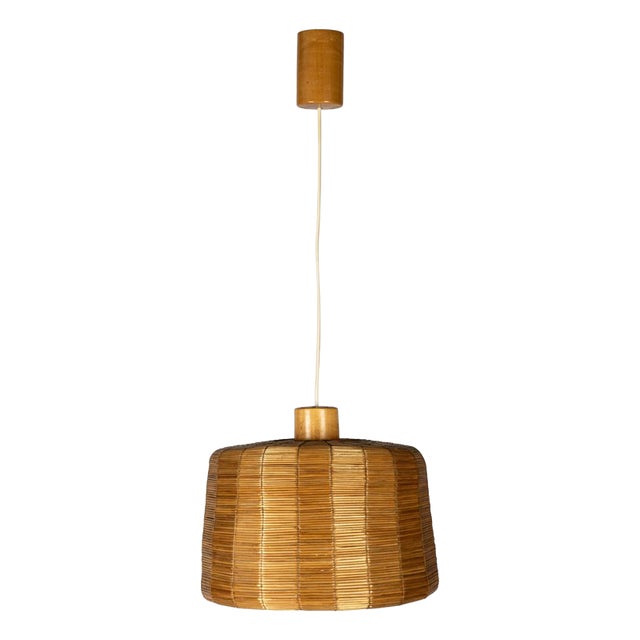 Interwoven Wicker Chandelier, 1970s For Sale