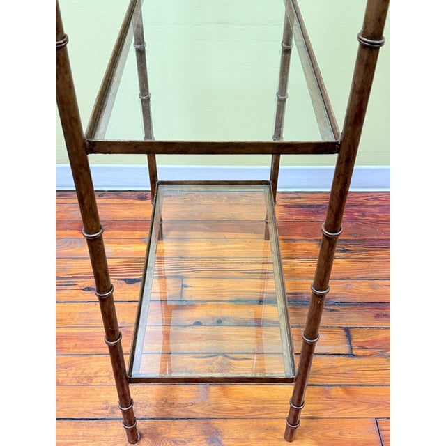 Paint Vintage Hollywood Regency Hand Gilt Faux Bamboo Étagère - Newly Painted For Sale - Image 7 of 12