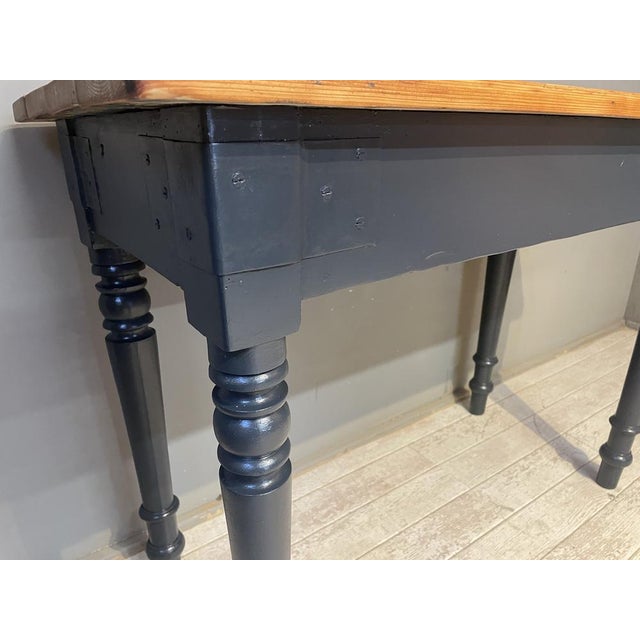 This charming antique table has been given a fresh coat of paint, sanded, and oiled. Width: 99.5 cm Depth: 49.5 cm Height:...