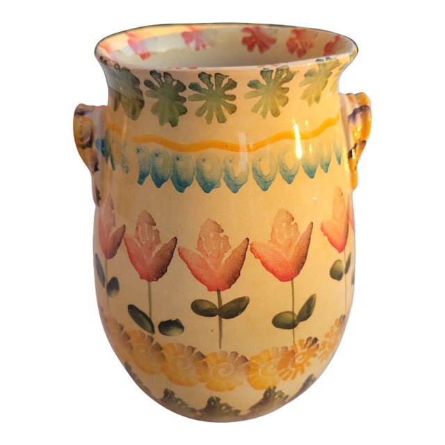 Mid 20th Century Italian, Hand Painted Small Ceramic Vase For Sale