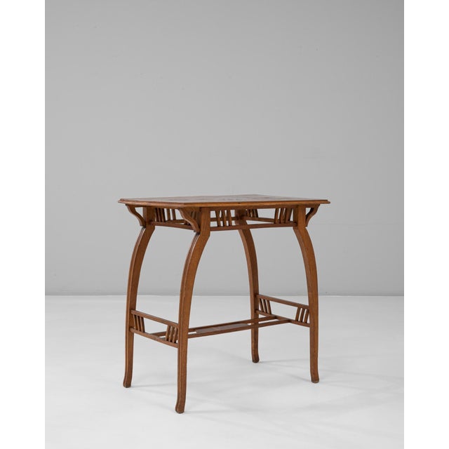 1900 - 1909 1900s French Art Nouveau Wooden Side Table With Floral Top For Sale - Image 5 of 18