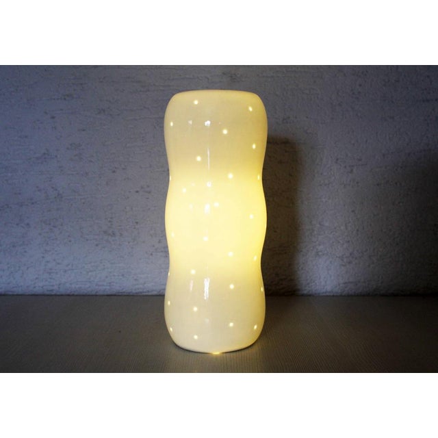 Hollywood Regency Perforated Ceramic Table Lamp, 1970s For Sale - Image 3 of 11