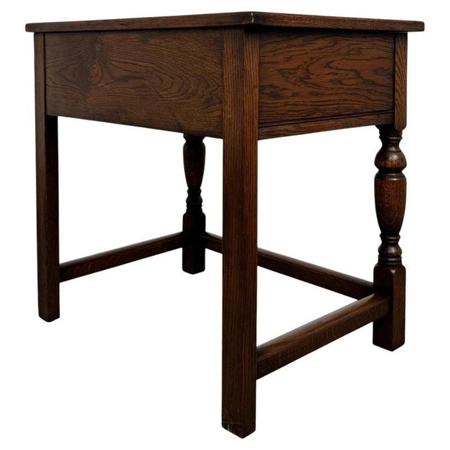Wood 20th Century Jacobean English Oak Side Table For Sale - Image 7 of 12