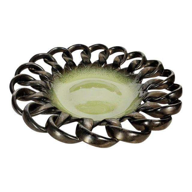 French Black and Yellow Ceramic Trinket Tray, 1960 For Sale