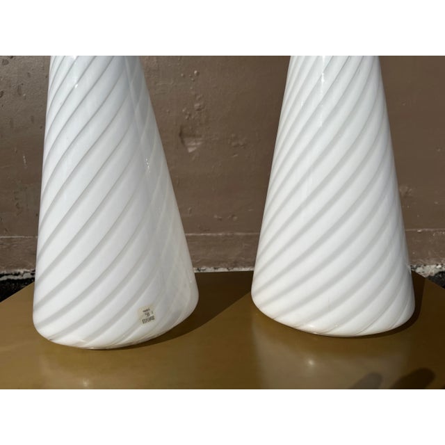 Mid-Century Murano Glass Table Lamps - Hand Blown - Vetri Murano - a Pair For Sale In Miami - Image 6 of 9