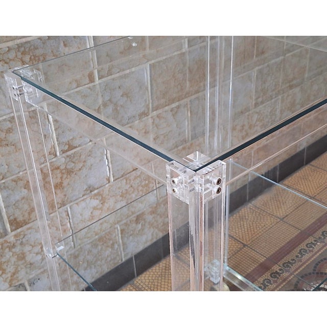 Vintage Italian Acrylic Glass and Glass Serving Trolley, 1980 For Sale - Image 9 of 15
