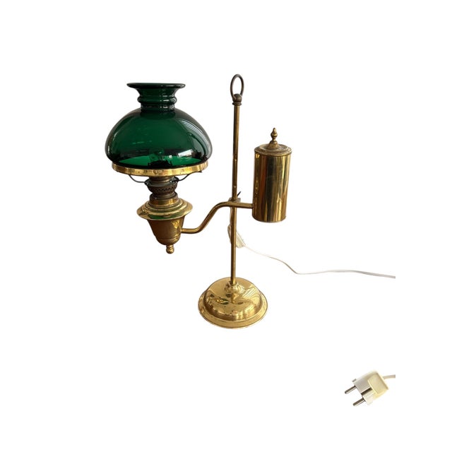 Vintage Brass Desk Lamp with Pen Holder For Sale - Image 4 of 4