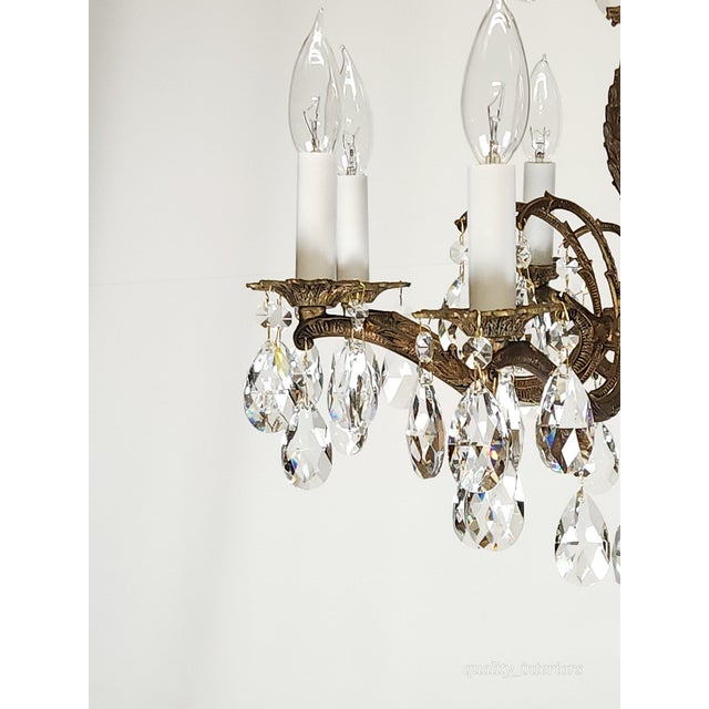 Antique 8 Light Petite Shimmering Pineapple Brass Cut Lead Glass Chandelier~ Rewired ~ Restored ~ Rejuvenated ~ Ready to Hang ~ For Sale - Image 11 of 12