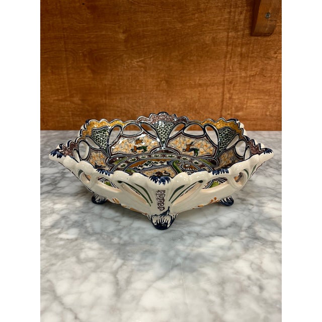 Coimbra Ceramic - Hand Painted Portuguese Fruit Basket 3 For Sale - Image 13 of 14