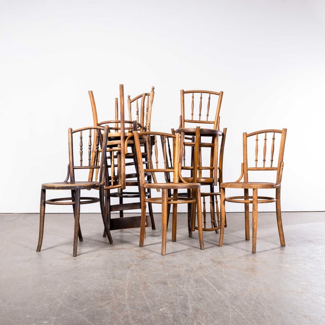 Mixed Bentwood Debrecen Spindle Back Dining Chairs, 1940s, Set of 4 For Sale - Image 9 of 18