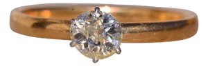 The Vico: Signed Antique Solitaire Ring in Yellow Gold with Natural Diamond