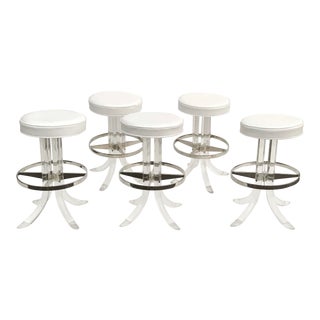 1970s Vintage Swiveling Lucite Bar Stools- Set of 5 For Sale