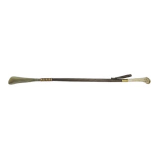 Vintage Deer Stag Antler Handle Wood Natural Ox Horn Shoehorn Stick For Sale