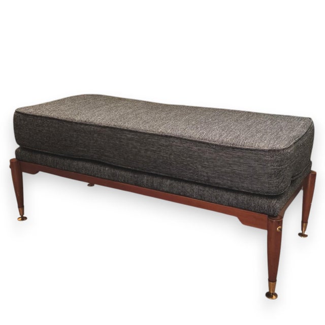 1950s Mid-Century Modern Upholstered Wooden Bench, 1950s For Sale - Image 5 of 5