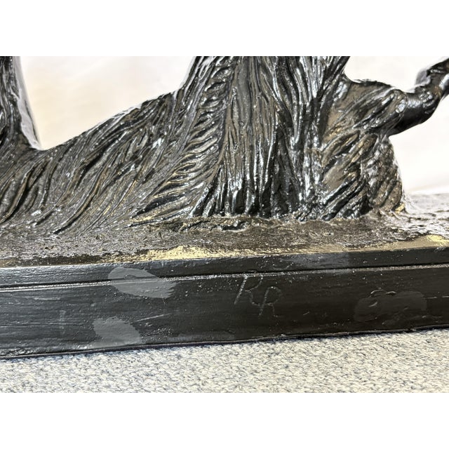 Mid Century Ceramic Rearing Black Stallion Figure Signed 'R R' Possibly Italian Sculptor Renato Rumonato For Sale - Image 15 of 16