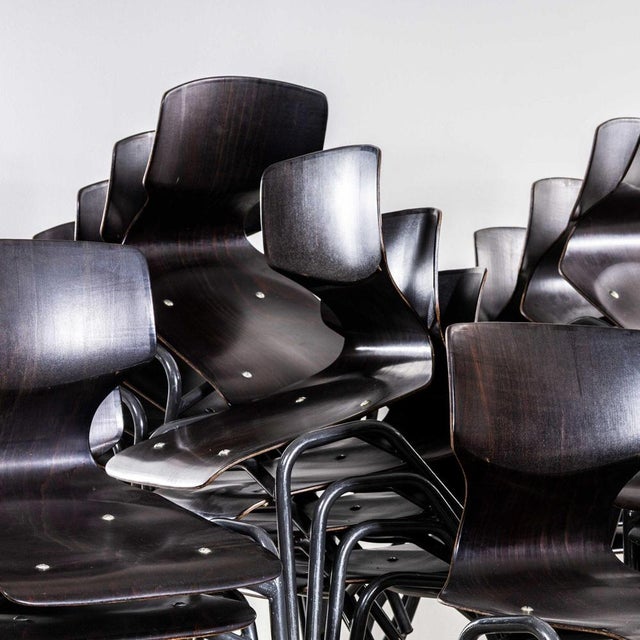 Laminated Ebonised Gun Metal Dining Chairs, 1960s For Sale - Image 4 of 12