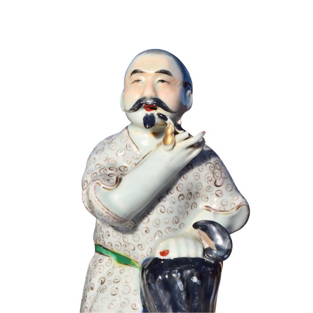 Pair of Chinese Scholar Porcelain Figurines For Sale - Image 13 of 15