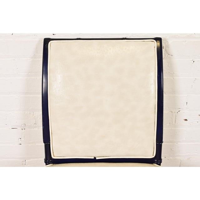 Baker Furniture Style Mid-Century Hollywood Regency Ebonized Faux Bamboo Side Chairs or Dining Chairs, Pair For Sale In South Bend - Image 6 of 12