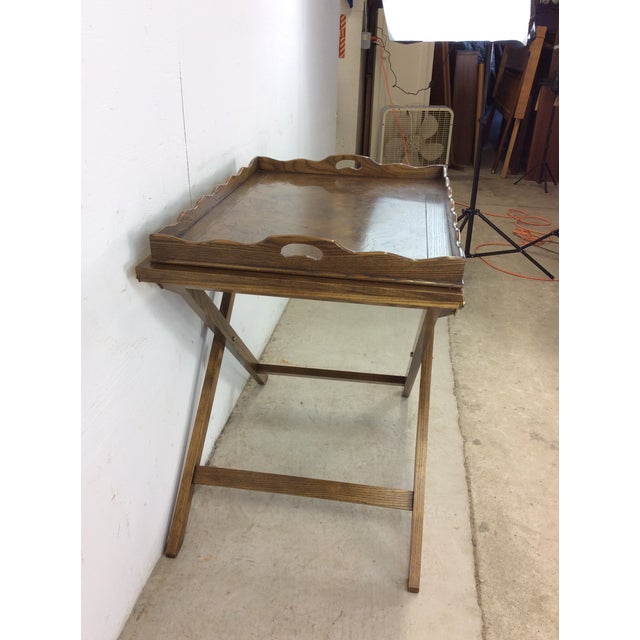 Vintage Campaign Style Serving Tray With Two Folding Leafs For Sale - Image 10 of 12