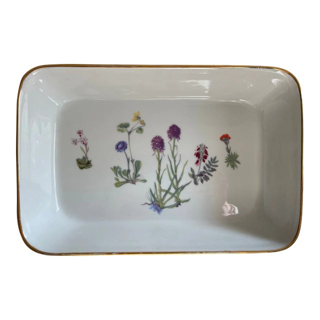 Vintage Llourioux "Le Faune" Floral Pattern French Stoneware Rectangle Baking Pan For Sale