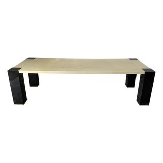 Armani Casa Goatskin Parchment and Black Lacquer Dining Table For Sale