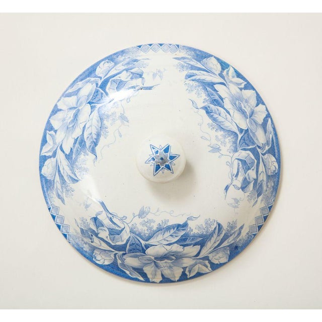 Late 19th Century Traditional Creil-Montereau Blue and White Faience Transferware Covered Tureen For Sale - Image 11 of 11