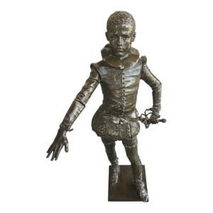 Early 20th Century Antique Figural Bronze Courtier Gripping His Sword Jean Pierre Rambaud