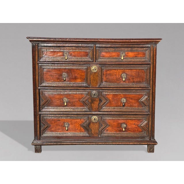 Antique Charles II Oak Geometric Chest of Drawers, 1680 For Sale - Image 13 of 13