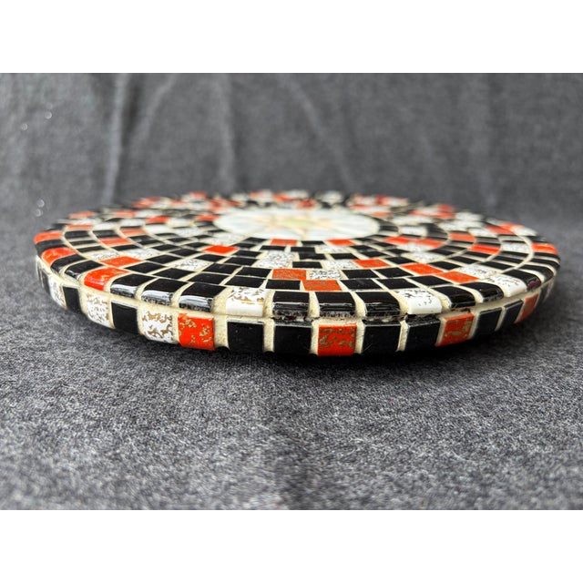 Mid 20th Century Mid 20th Century Mid Century Modern Mosaic Tile Footed Wood Trivet For Sale - Image 5 of 14