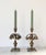 Pair of vintage brass pear tree candlestick holders by Mottahedeh Design. Makers mark etched in base. Some patina.