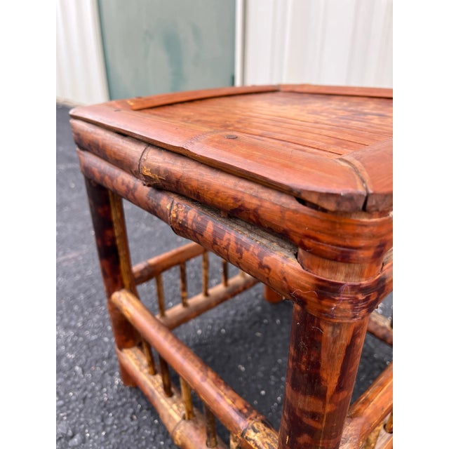 Shabby Chic Mid 1900s Asian Dry-Joint Tortoise Bamboo Planter Stand For Sale - Image 3 of 12