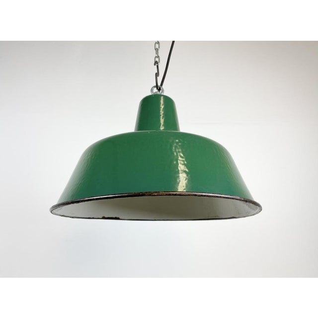 Green Industrial Green Enamel Pendant Lamp, 1960s For Sale - Image 8 of 16