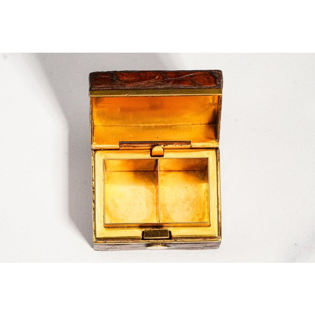 Exceptional Quality Antique Leather Edwardian English Desk Stamp Box For Sale - Image 9 of 13