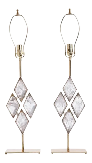 Diamond Pattern Rock Crystal Table Lamps - A Pair