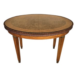 Neoclassical Italian Walnut and Burl Wood Inlay Side Table, 1950s For Sale