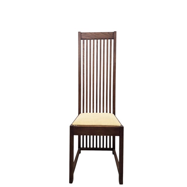 Late 20th Century Custom Arts and Crafts Mission Style Oak Dining Table With Six High-Back Chairs For Sale - Image 9 of 12