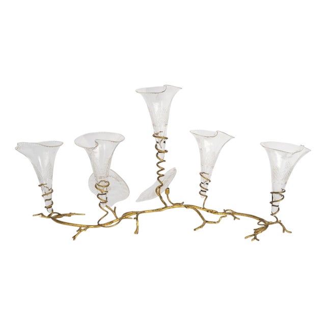 Napoleon III Brass and Crystal Centerpiece, 19th Century For Sale