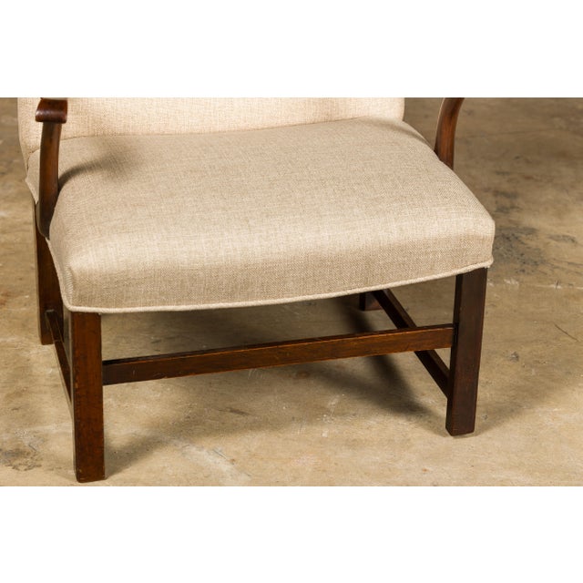 English 1900s Wooden Child's Chair with Serpentine Arms and Custom Upholstery For Sale - Image 11 of 12